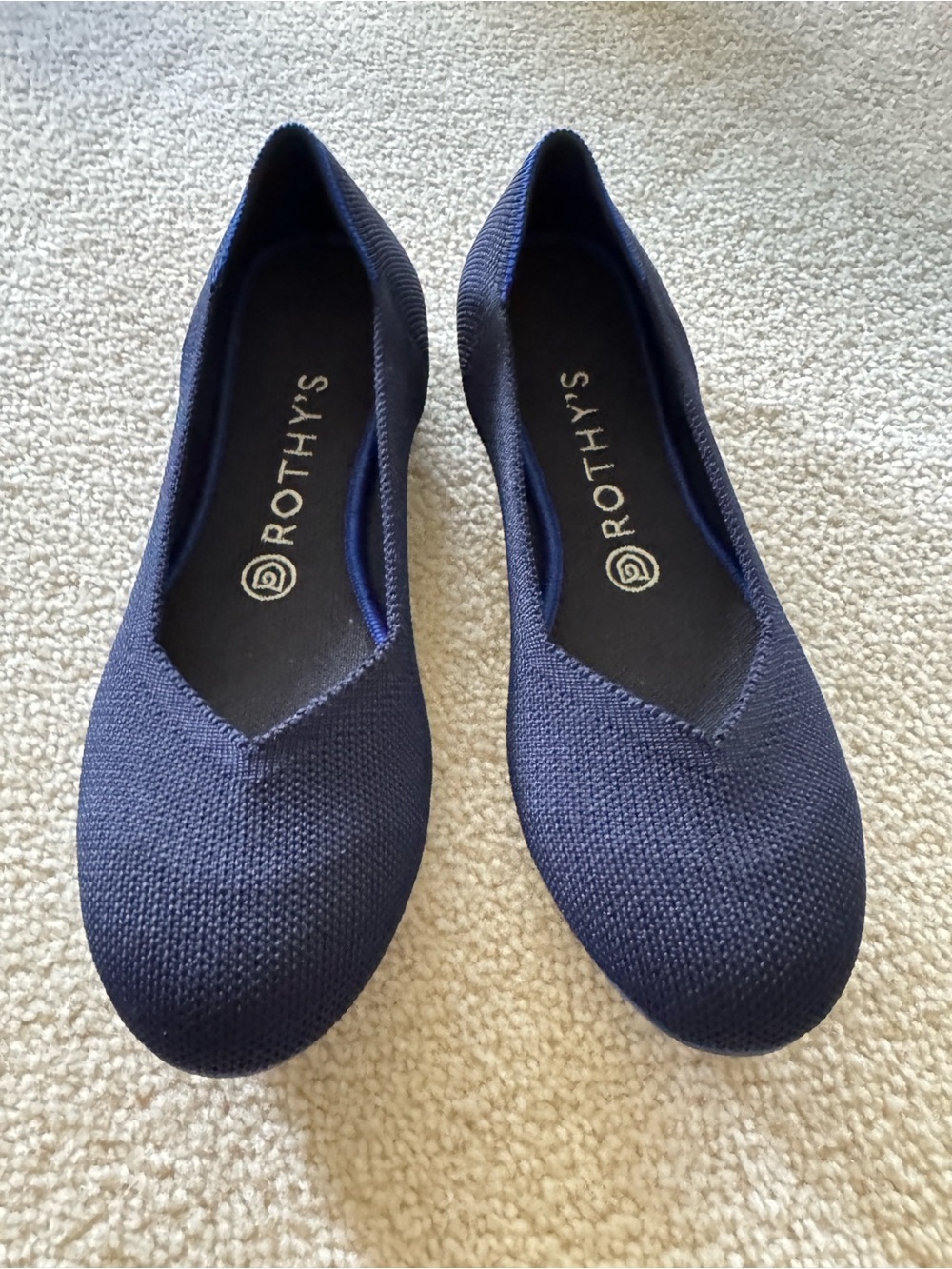 Rothy's Navy Blue Knit V‑Cut Flats - Sz 8M